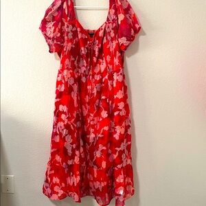 TORRID Women’s Midi Cotton Clip Dot Lace Up Smocked Dress